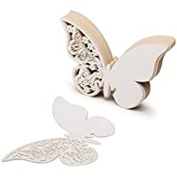ElecMotive 100 Piezas de Tarjetas Etiquetas Decorativas en Forma de Mariposa para Invitacion Pegatinas de Pared (Blanco)